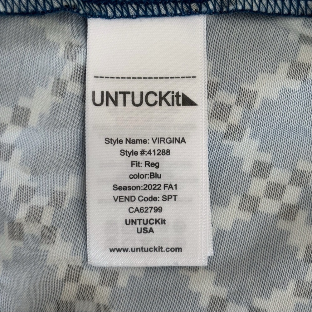 UNTUCKit Blue Belted Geometric Print Shirt Dress Sz 10 - Picture 9 of 11